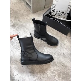 Ann Demeulemeester New Square Head Buckle Black Locomotive Boots For Women