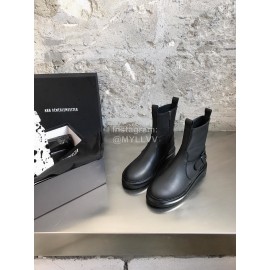 Ann Demeulemeester New Square Head Buckle Black Locomotive Boots For Women