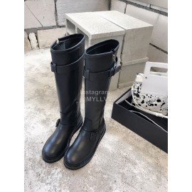 Ann Demeulemeester New Square Head Buckle Locomotive Long Boots For Women