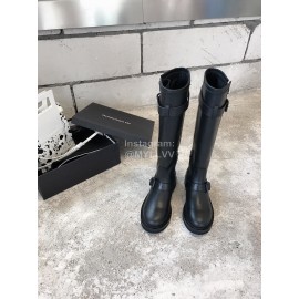 Ann Demeulemeester New Square Head Buckle Locomotive Long Boots For Women