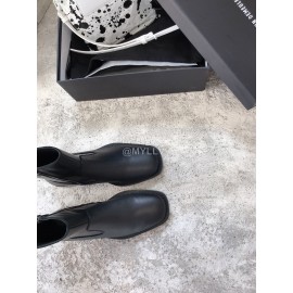 Ann Demeulemeester New Square Head Leather Short Boots For Women