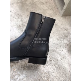 Ann Demeulemeester New Square Head Leather Short Boots For Women