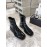 Ann Demeulemeester New Square Head Patent Leather Locomotive Boots For Women