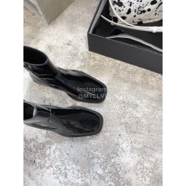 Ann Demeulemeester New Square Head Patent Leather Locomotive Boots For Women