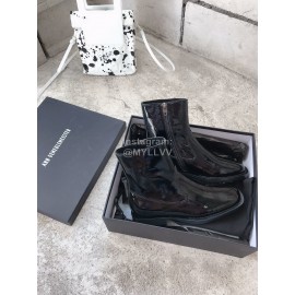 Ann Demeulemeester New Square Head Patent Leather Locomotive Boots For Women