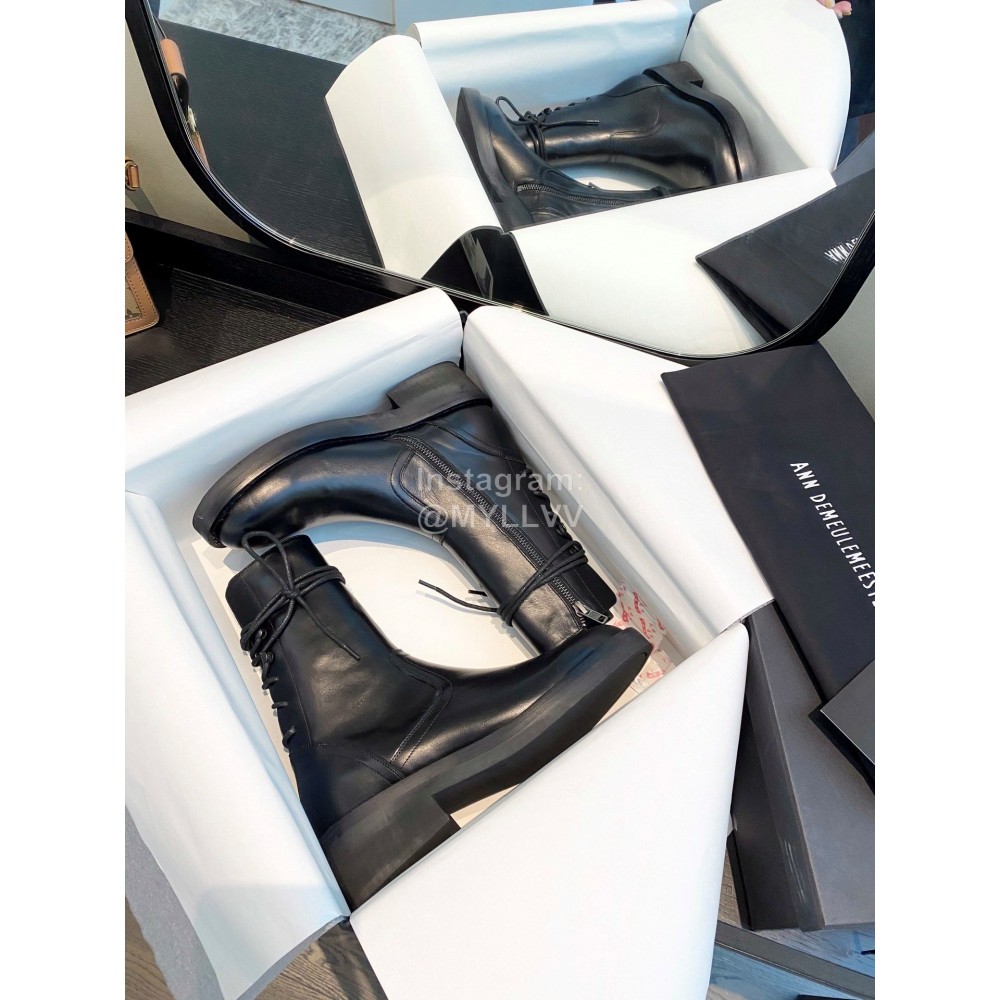 Ann Demeulemeester Fashion Black Calf Leather High Heel Boots For Women 