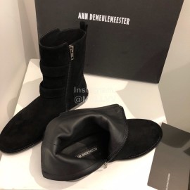 Ann Demeulemeester Fashion Black Calf Leather Short Boots For Women 