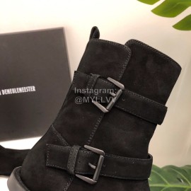 Ann Demeulemeester Fashion Black Calf Leather Short Boots For Women 