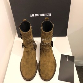Ann Demeulemeester Fashion Calf Leather Short Boots For Women Brown