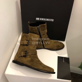 Ann Demeulemeester Fashion Calf Leather Short Boots For Women Brown