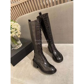 Ann Demeulemeester Retro Black Calf Leather Long Boots For Women 