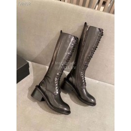 Ann Demeulemeester Retro Black Calf Leather Long Boots For Women 