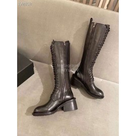 Ann Demeulemeester Retro Black Calf Leather Long Boots For Women 