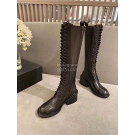 Ann Demeulemeester Retro Black Calf Leather Long Boots For Women 