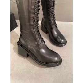 Ann Demeulemeester Retro Black Calf Leather Long Boots For Women 