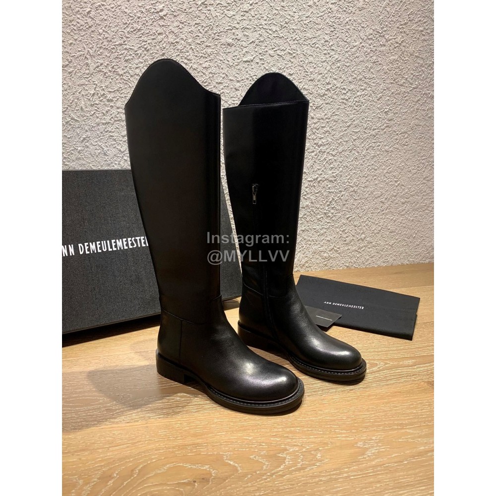 Ann Demeulemeester Fashion Calf Leather Black Long Boots For Women 