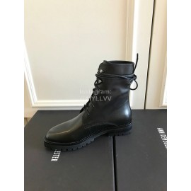 Ann Demeulemeester Fashion Black Calf Flat Heel Martin Boots For Women 