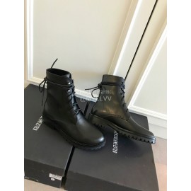 Ann Demeulemeester Fashion Black Calf Flat Heel Martin Boots For Women 