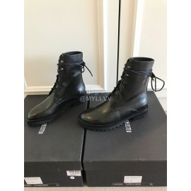 Ann Demeulemeester Fashion Black Calf Flat Heel Martin Boots For Women 