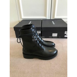 Ann Demeulemeester Fashion Black Calf Flat Heel Martin Boots For Women 