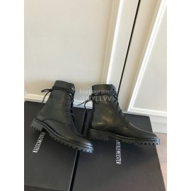 Ann Demeulemeester Fashion Black Calf Flat Heel Martin Boots For Women 