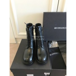 Ann Demeulemeester Fashion Black Calf Short Martin Boots For Women 