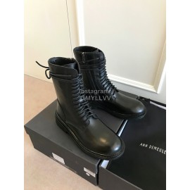 Ann Demeulemeester Fashion Black Calf Short Martin Boots For Women 