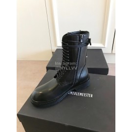 Ann Demeulemeester Fashion Black Calf Short Martin Boots For Women 