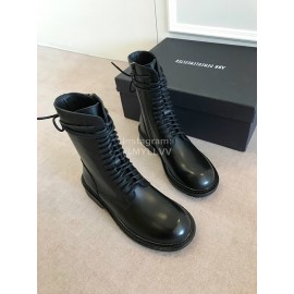 Ann Demeulemeester Fashion Black Calf Short Martin Boots For Women 