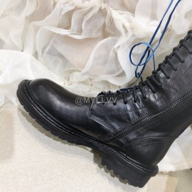 Ann Demeulemeester Vintage Black Leather Lace Up Boots For Women 