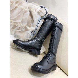 Ann Demeulemeester Vintage Black Leather Lace Up Boots For Women 