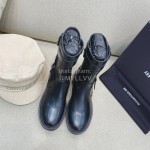 Ann Demeulemeester Vintage Black Leather Short Boots For Women 