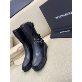 Ann Demeulemeester Vintage Black Leather Short Boots For Women 