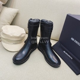 Ann Demeulemeester Vintage Black Leather Short Boots For Women 