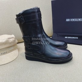Ann Demeulemeester Vintage Black Leather Short Boots For Women 
