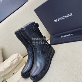 Ann Demeulemeester Vintage Black Leather Short Boots For Women 