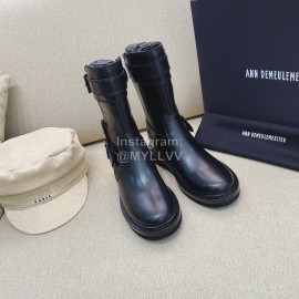 Ann Demeulemeester Vintage Black Leather Short Boots For Women 