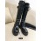 Ann Demeulemeester Vintage Black Patent Leather Long Boots For Women 