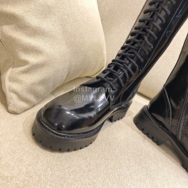 Ann Demeulemeester Vintage Black Patent Leather Long Boots For Women 