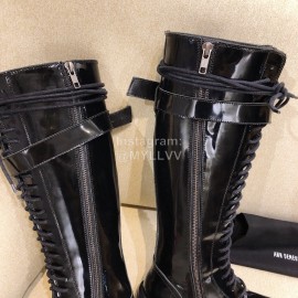 Ann Demeulemeester Vintage Black Patent Leather Long Boots For Women 