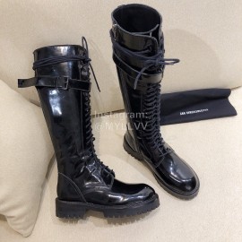Ann Demeulemeester Vintage Black Patent Leather Long Boots For Women 