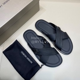 Armani New Leather Sandals For Men Black