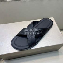 Armani New Leather Sandals For Men Black