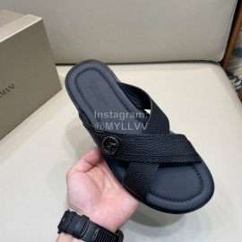 Armani New Leather Sandals For Men Black