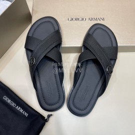 Armani New Leather Sandals For Men Black