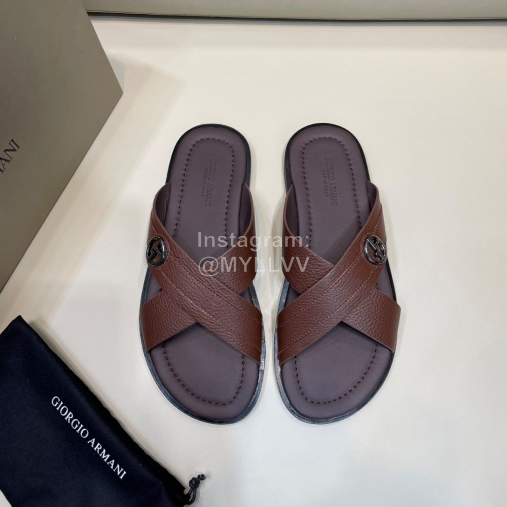 Armani New Leather Sandals For Men Brown