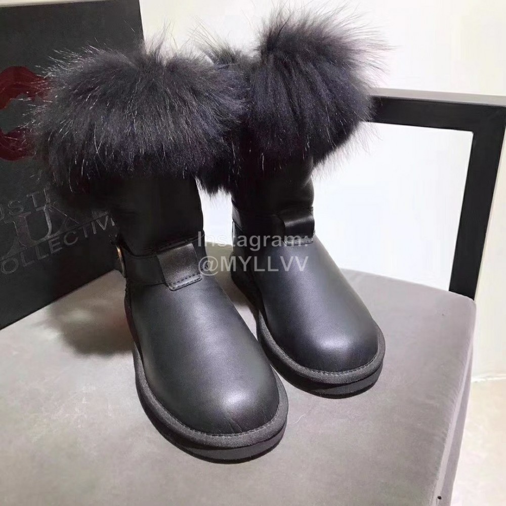 Australia Luxe Collective Winter Leather Warm Wool Short Boots For Women Black