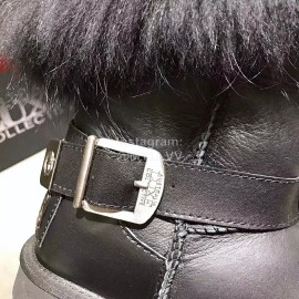 Australia Luxe Collective Winter Leather Warm Wool Short Boots For Women Black