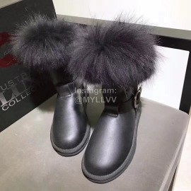 Australia Luxe Collective Winter Leather Warm Wool Short Boots For Women Black