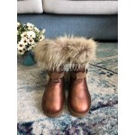 Australia Luxe Collective Winter Leather Warm Wool Short Boots For Women Brown